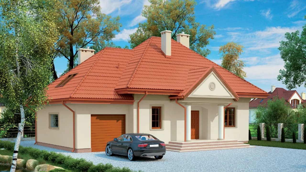 Jakie kolory elewacji do ceglastego dachu i białych okien wybrać?